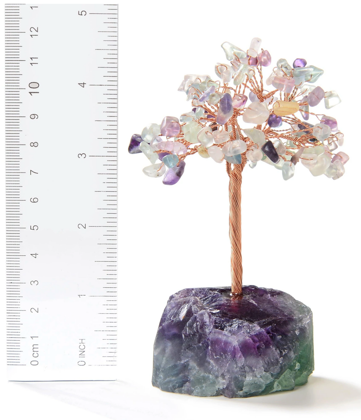 Gemstone Beaded Crystal Tree On Fluorite Base