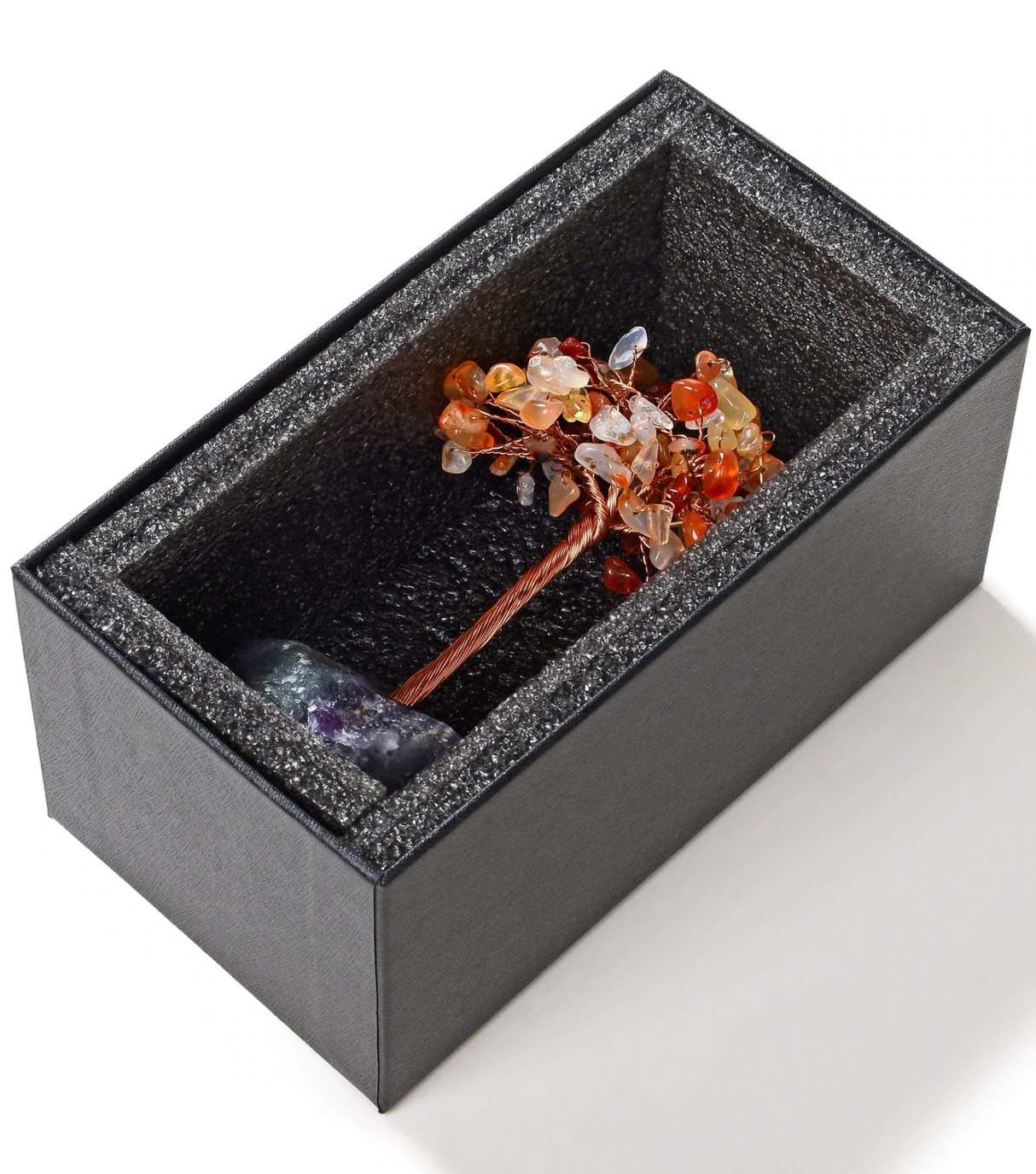 Gemstone Beaded Crystal Tree On Fluorite Base