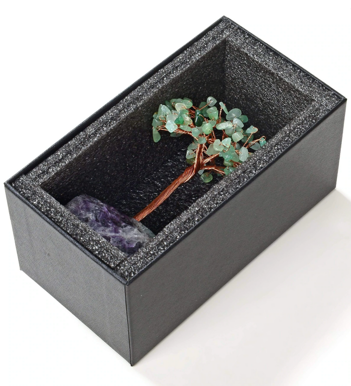 Gemstone Beaded Crystal Tree On Fluorite Base