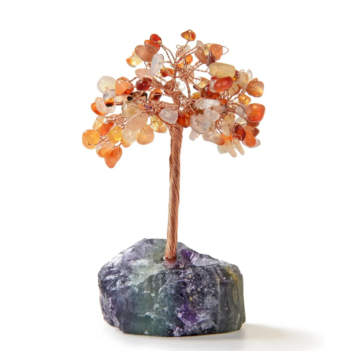 Gemstone Beaded Crystal Tree On Fluorite Base