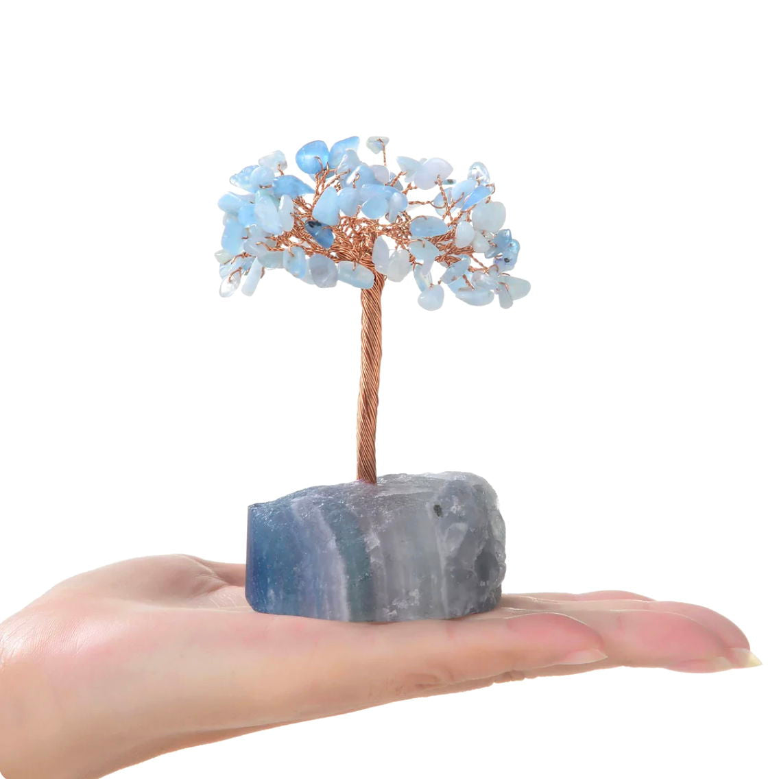 Gemstone Beaded Crystal Tree On Fluorite Base