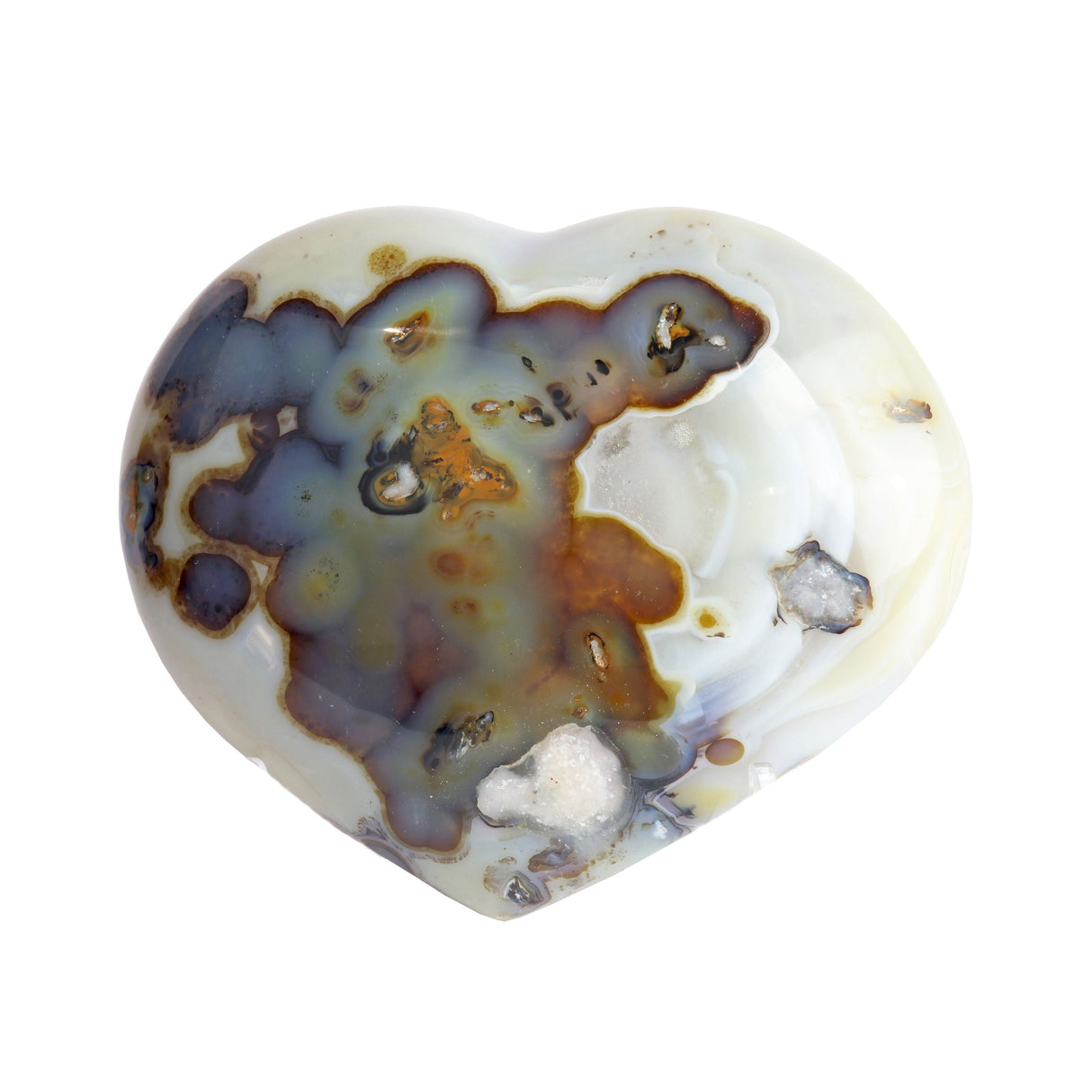 Dendritic Agate Heart with Tubular Spots