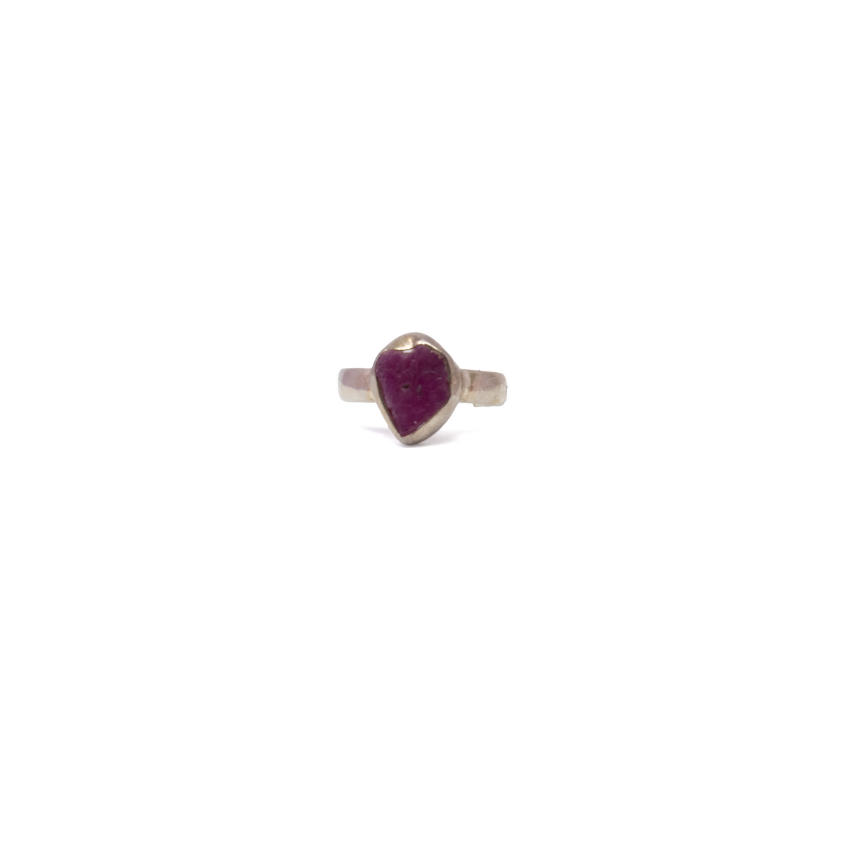 View of Ruby Ring - Natural Freeform With Simple Silver Bezel Sz5