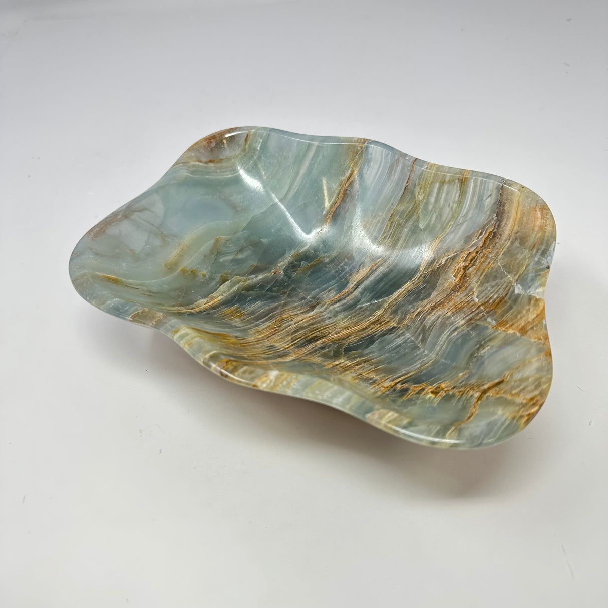 Blue Calcite Banded Freeform Dish