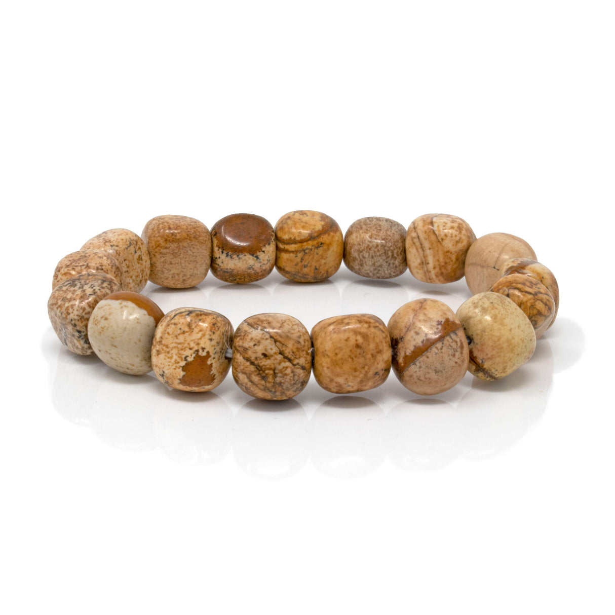 Picture Jasper Gem Nugget Tumbled Beaded Bracelet