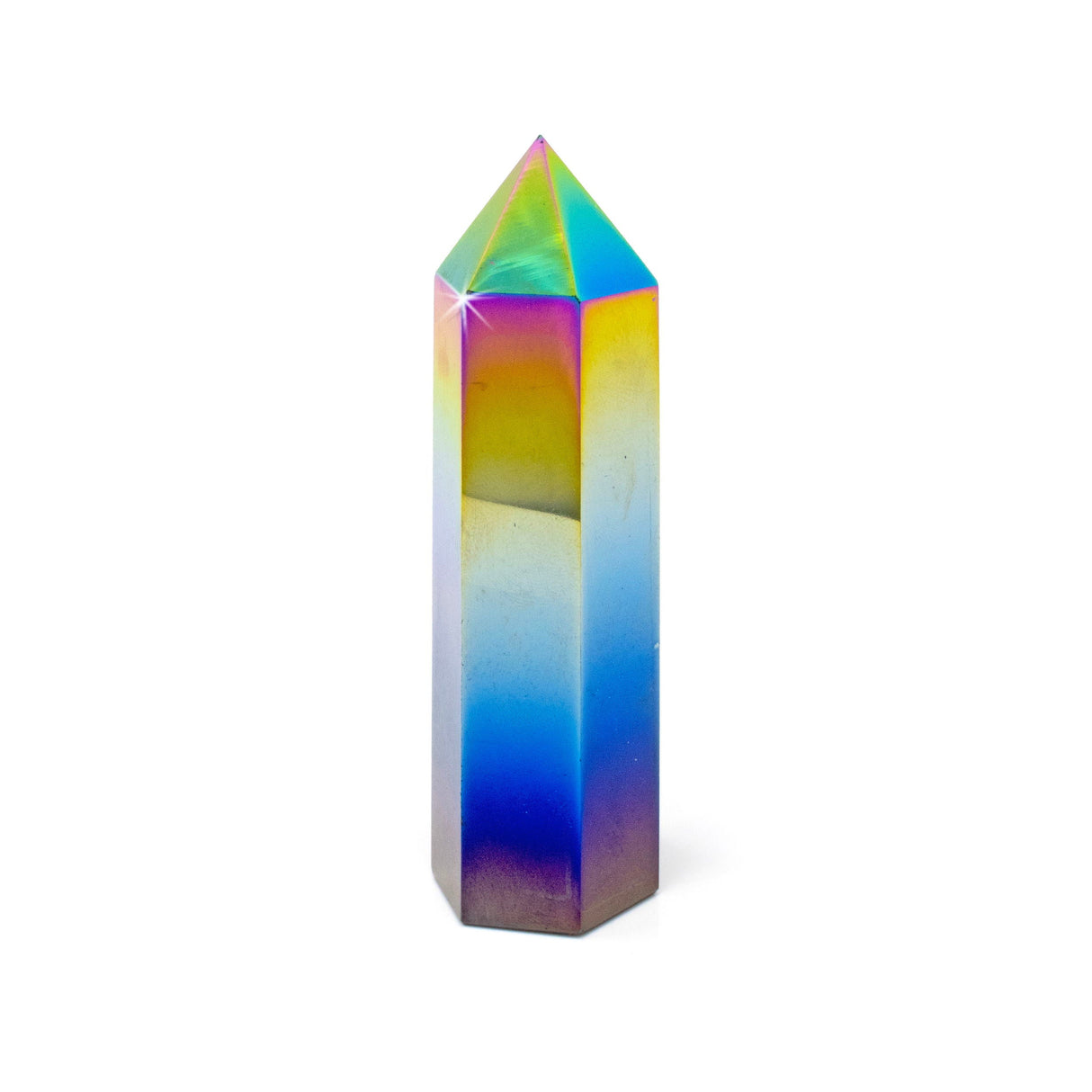 Rainbow Titanium Coated Obsidian Point - Cut & Polished
