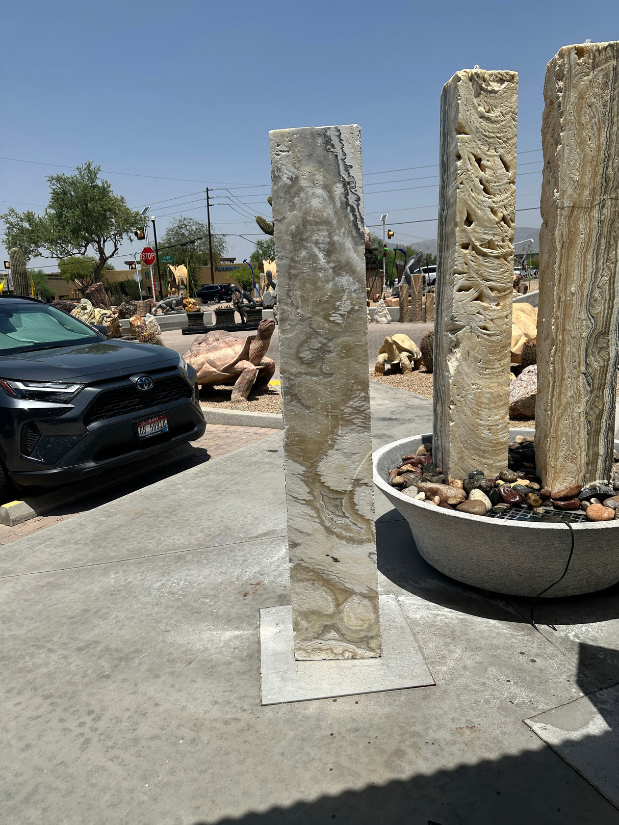 Zebra Fossil Onyx Pillar Fountain