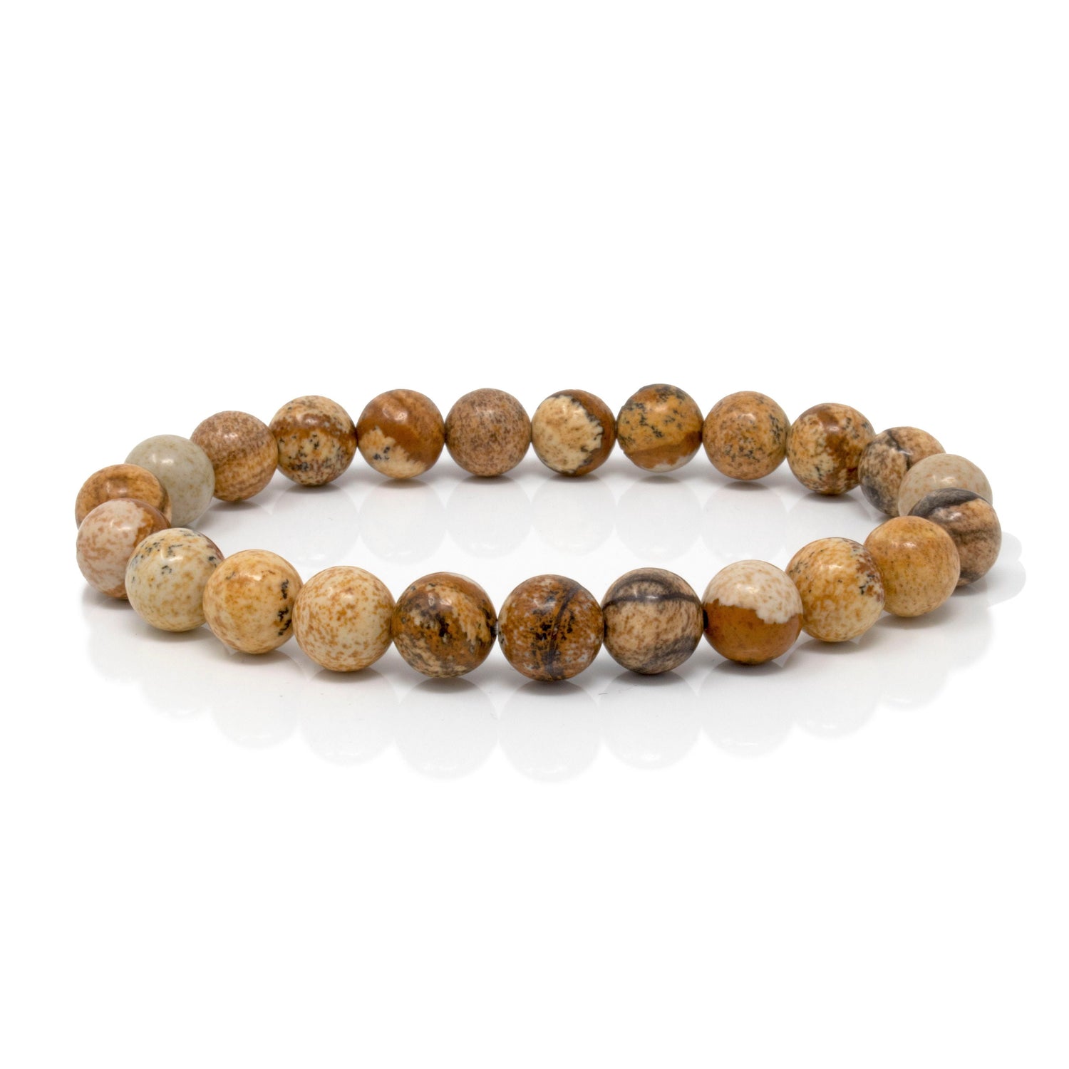 Picture Jasper Beaded Bracelet 8mm