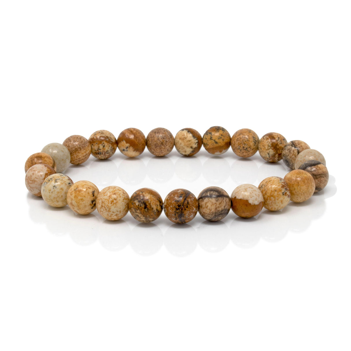 Picture Jasper Beaded Bracelet 8mm
