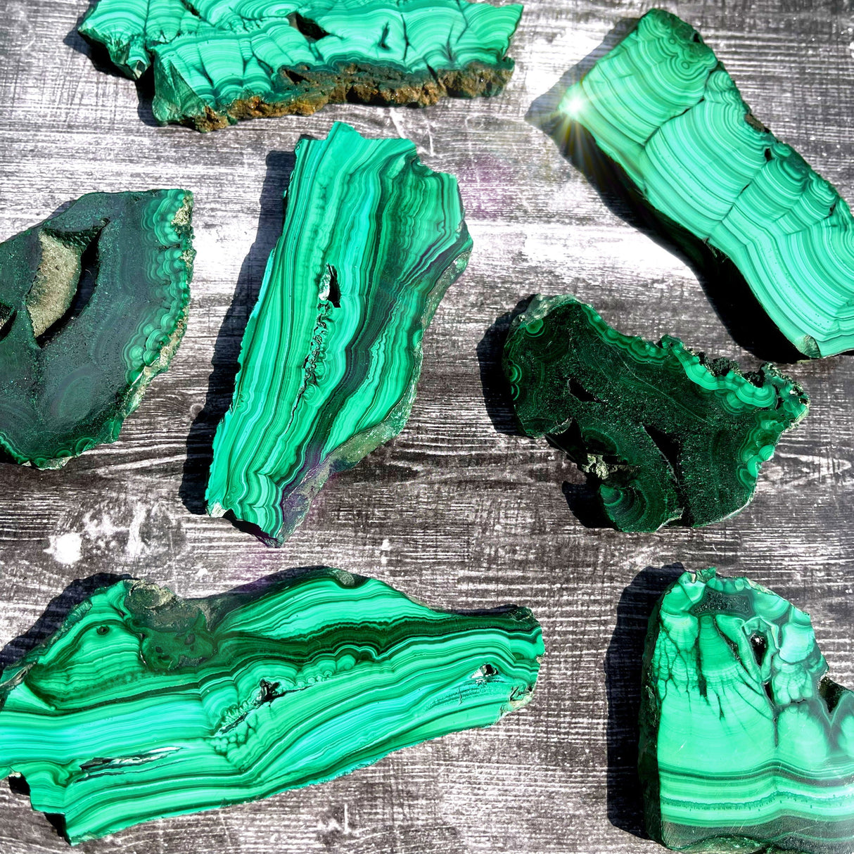 Malachite Slice - Single-side Polished with Dense Pattern