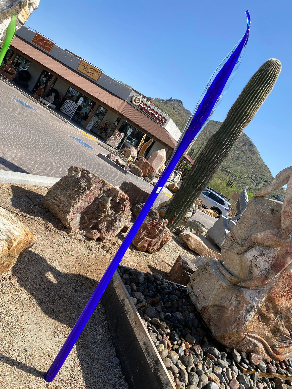 Outdoor Blown Glass Flame - Blue