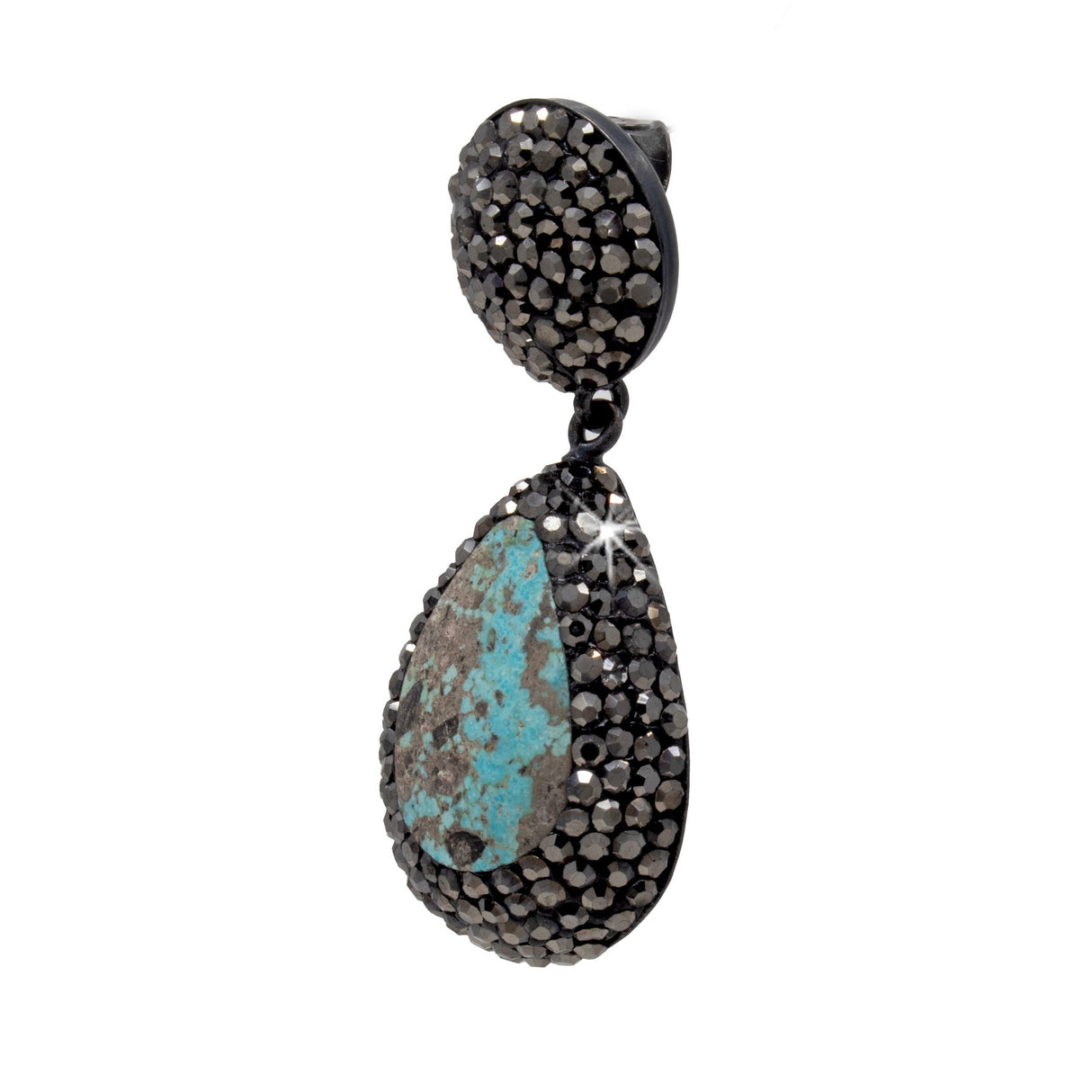 Persian Turquoise Pendant - Pear with Marcasite & Gray Speckling