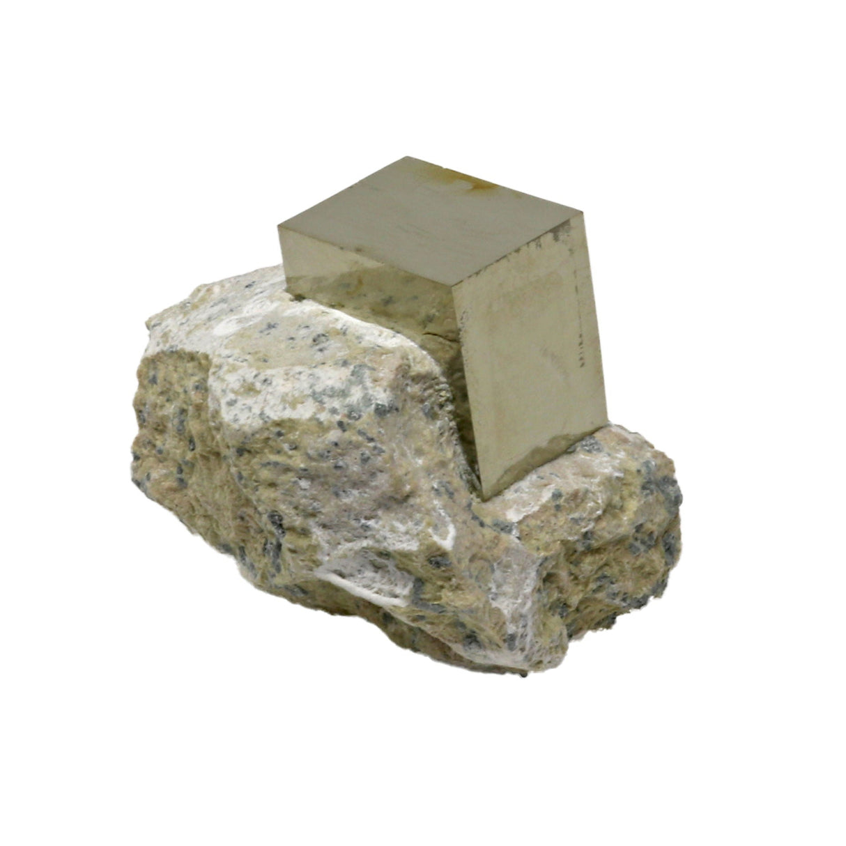 Cubic Pyrite Crystals in Matrix on Lucite Stand