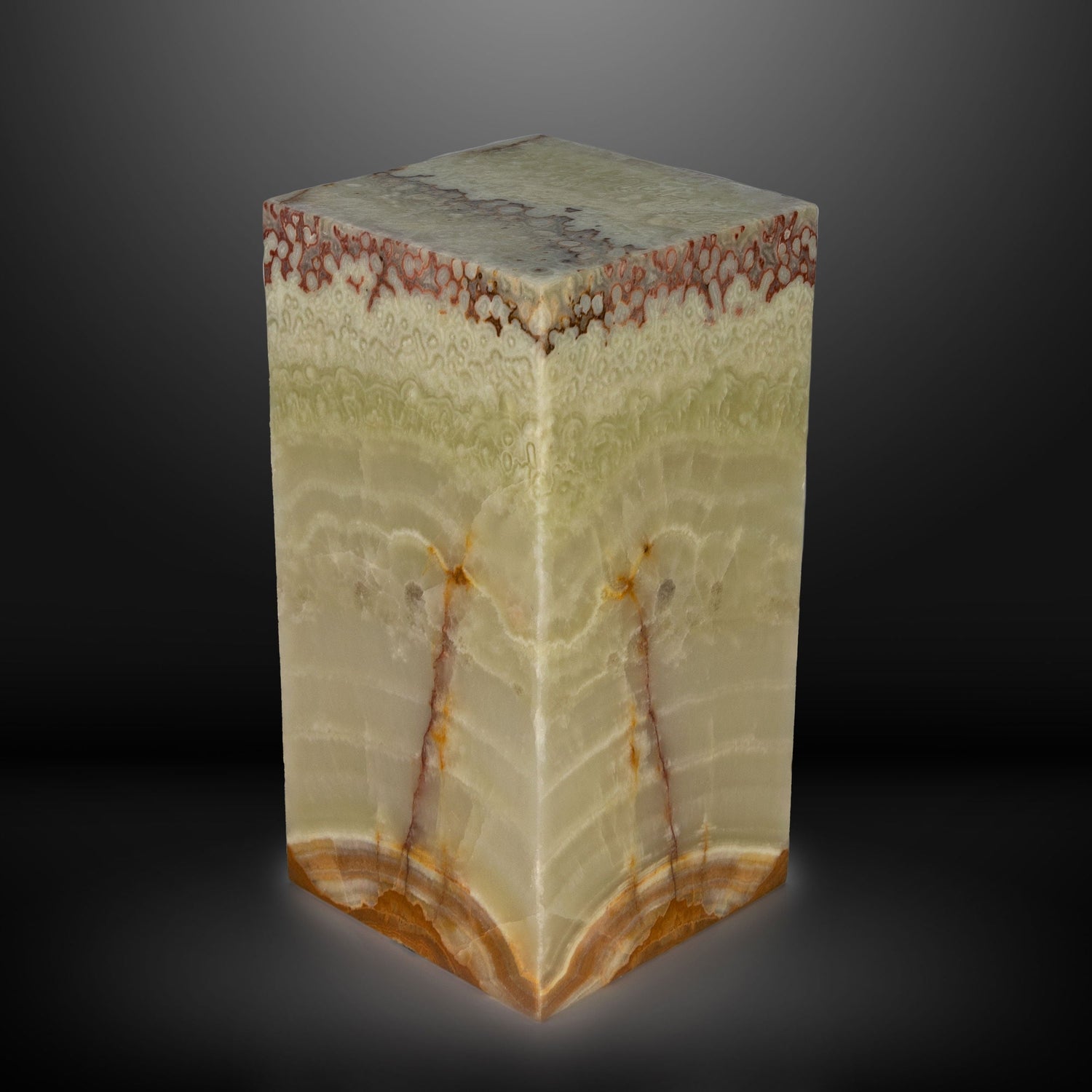Green Talan Onyx Luminary Pedestal - Face Cut