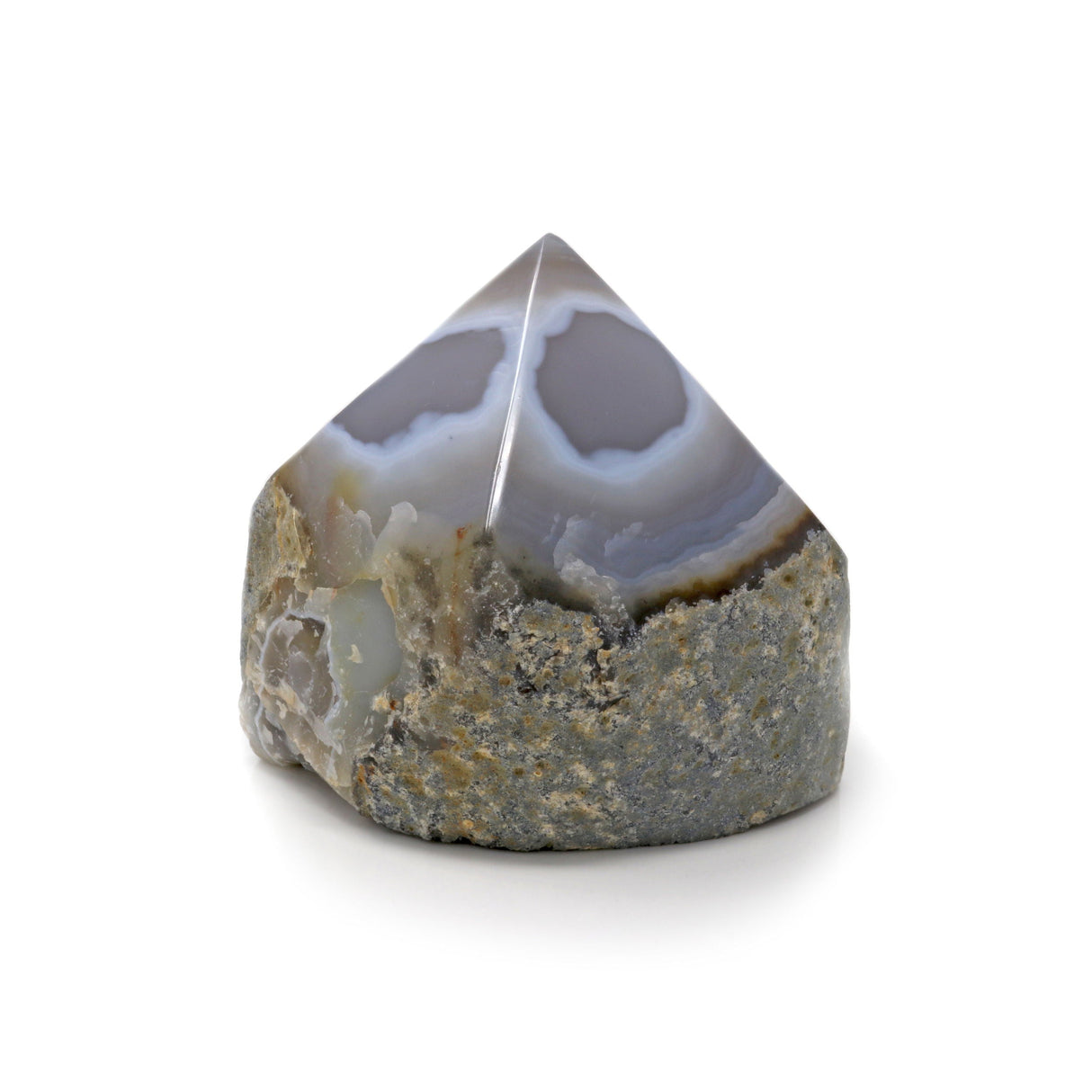 Agate Cut Point - Gray Agate with White Outlined Circles from Brazil