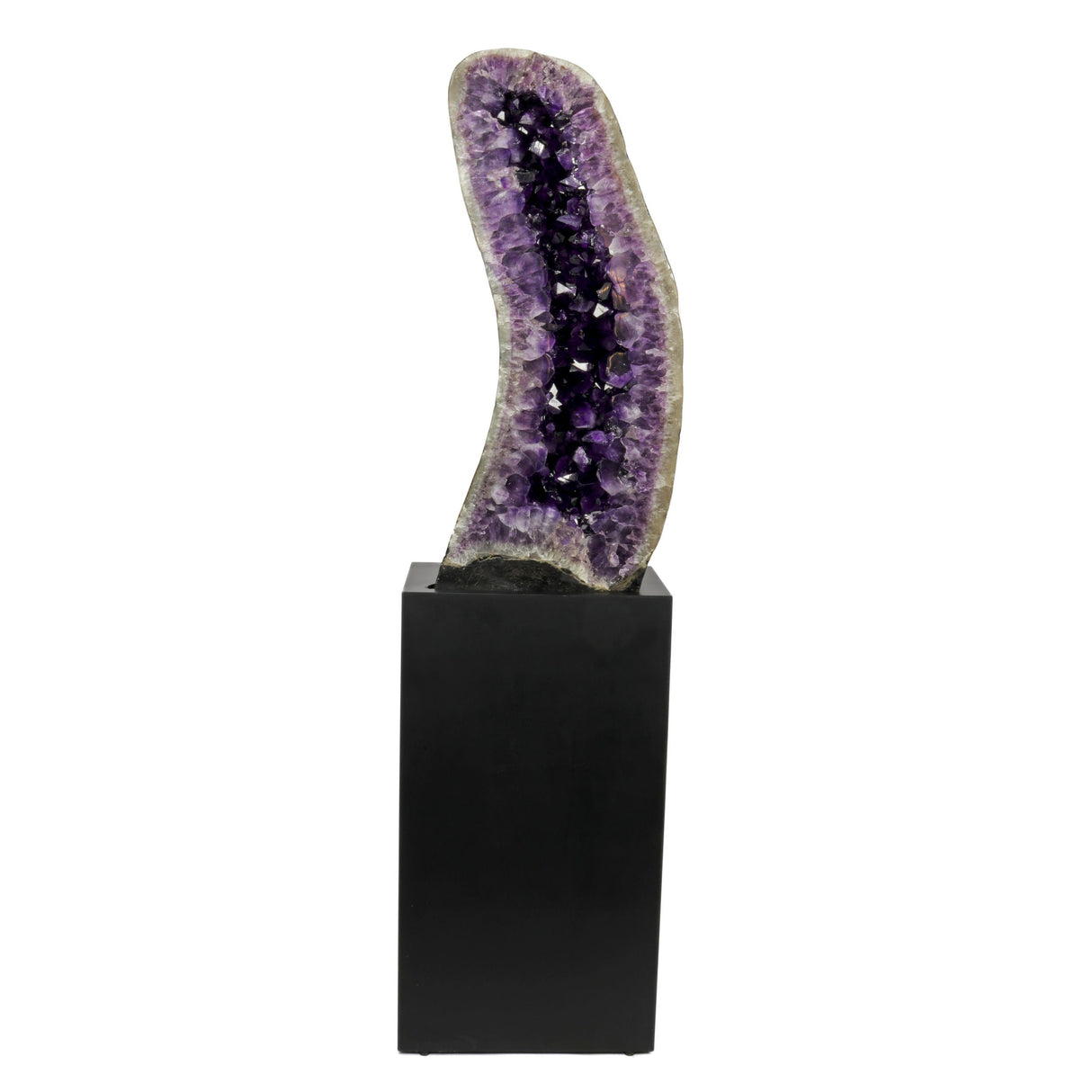 Amethyst Cathedral on Cut-out Pedestal - Fully Polished Agate Back with Curve to the Left