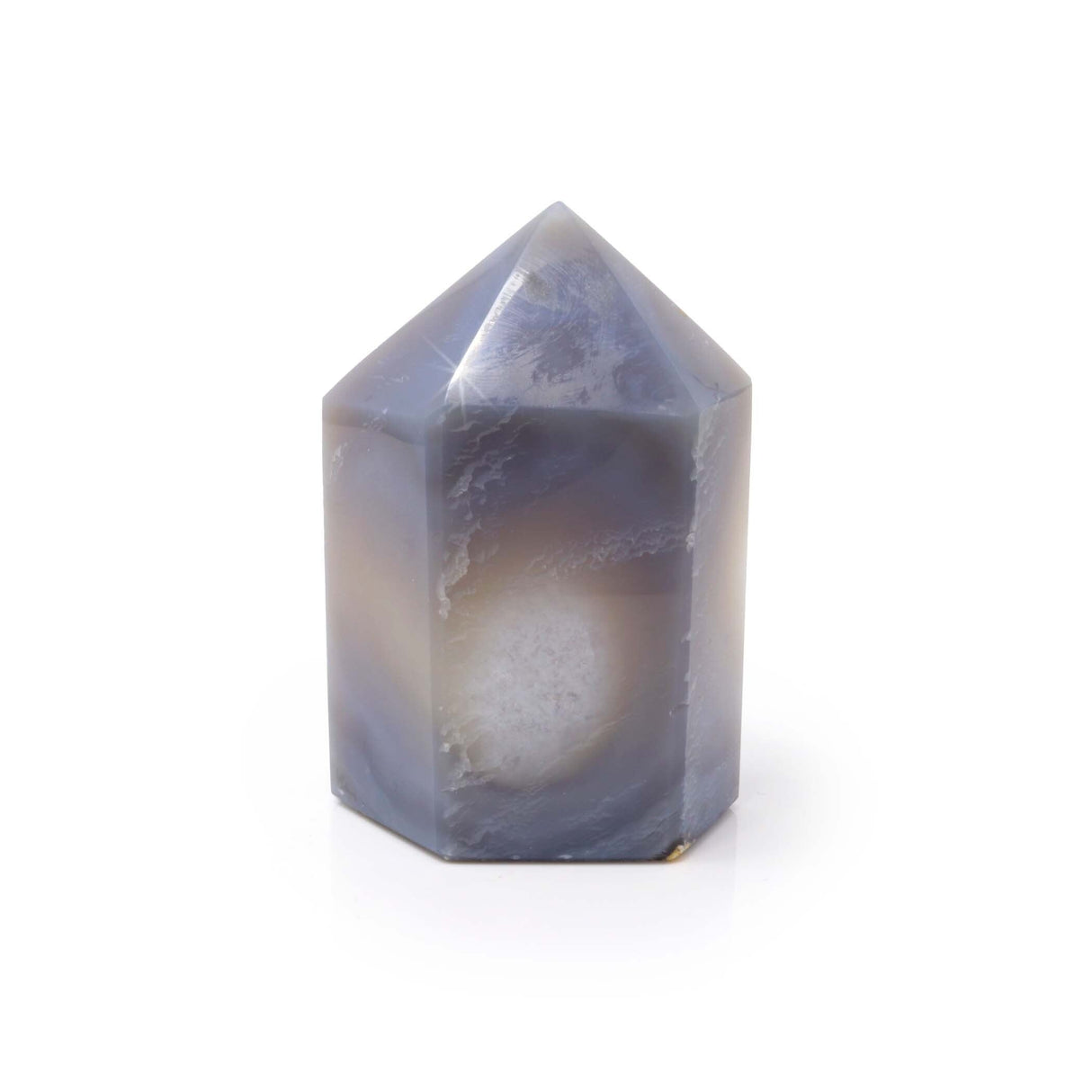 Agate Point - Cut & Polished with Druze Center & Layered Agate from Brazil