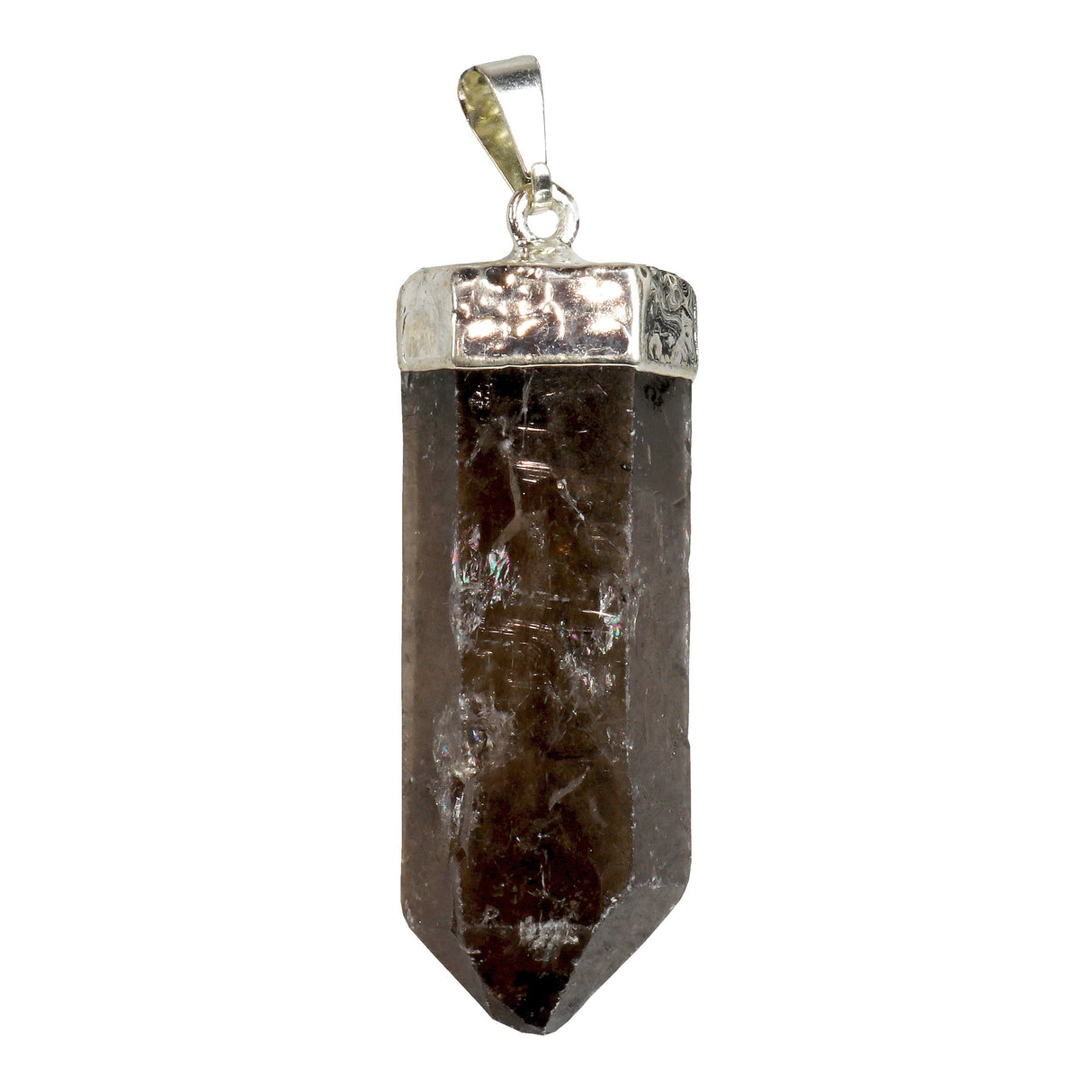 Smoky Quartz Point Pendant - Jumbo Silver Plated