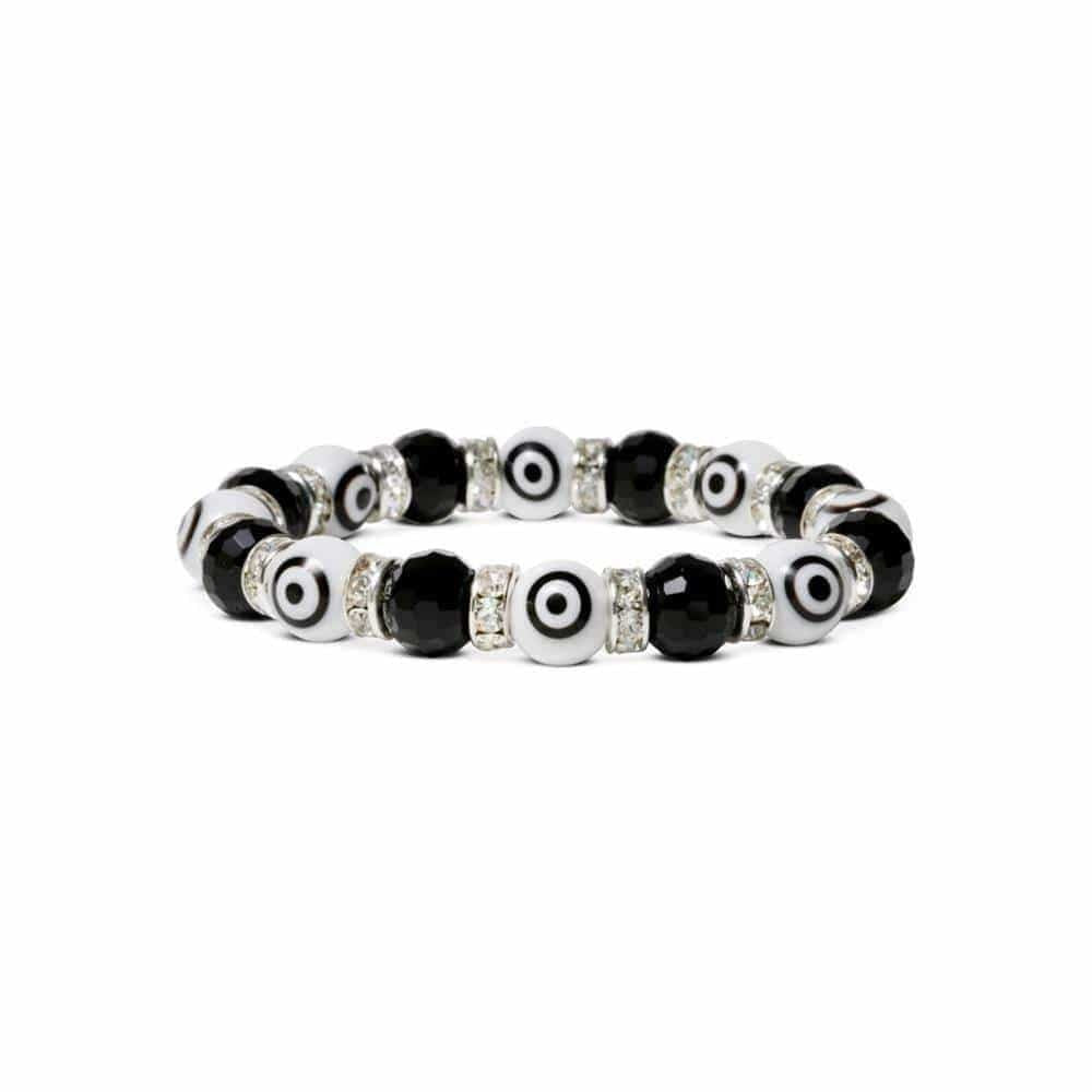 Crystal Bracelet - Black & White Evil Eye