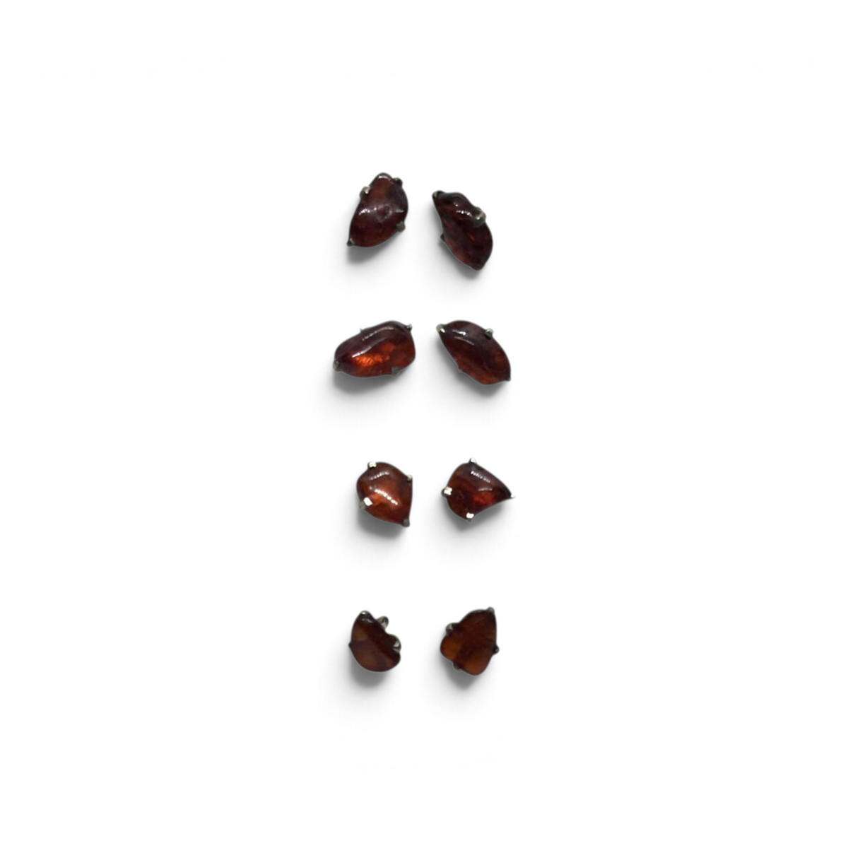 Rare Earth Gallery cognac amber nugget stud earrings featuring polished organic gemstone shapes on silver posts
