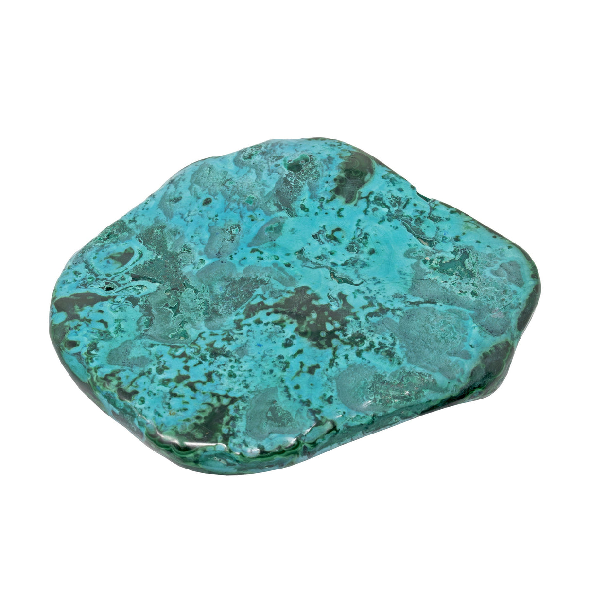 Chrysocolla Malachite Freeform Polished - Islands of Green Intertwined with Blue "Waters" on Lucite Stand