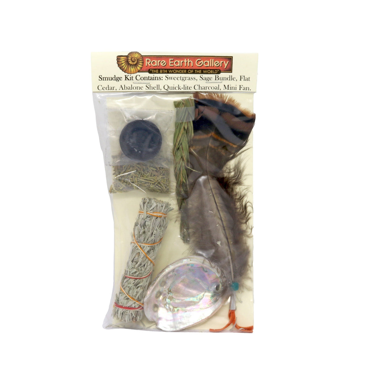 REG Branded Smudge Kit with Sage, Abalone Shell and Feather