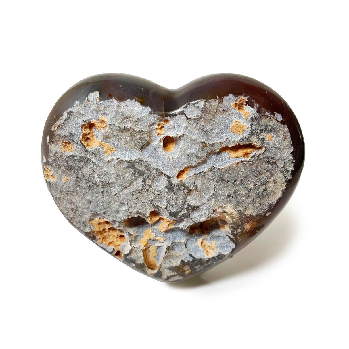 Agate Druze Heart on Lucite Stand