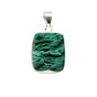 View of Chatoyant Malachite Pendant - Rectangle with Simple Silver Bezel