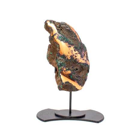 View of Michigan Copper Nugget In Custom Axe Post Stand - Unique Red Spotting