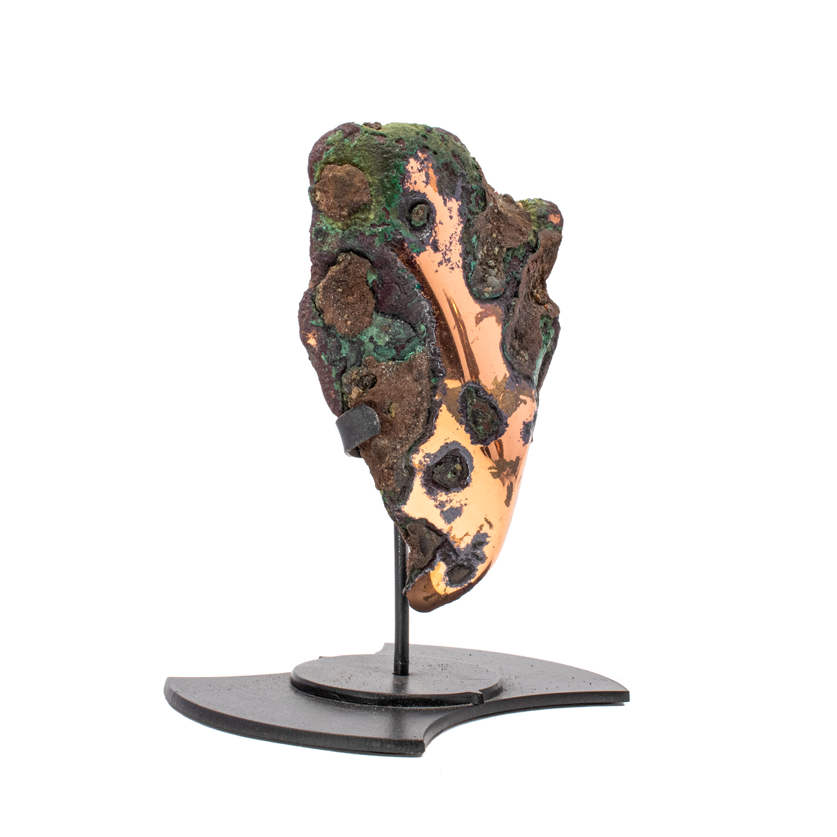 Michigan Copper Nugget In Custom Axe Post Stand - Unique Point