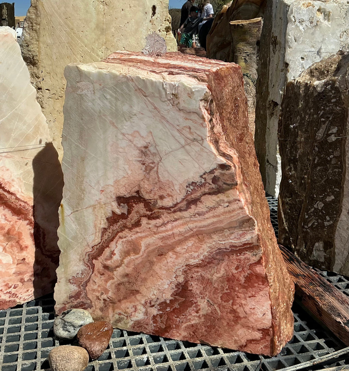 View of Rosa Onyx Fountain With 1 Cut Side