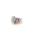 View of Pink Opal Ring - Curved Inlay Band With White Czs