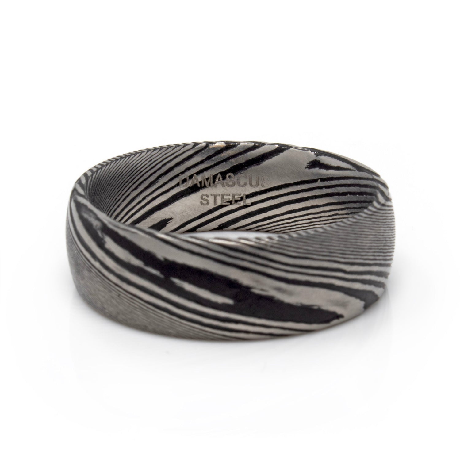 9mm Damascus Tungsten Ring Steel Tone