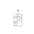 View of Freshwater Pearl Pendant - Pearl Round & Freeform Pearl Set In Silver Rectangle With Abstract Silver Line Work