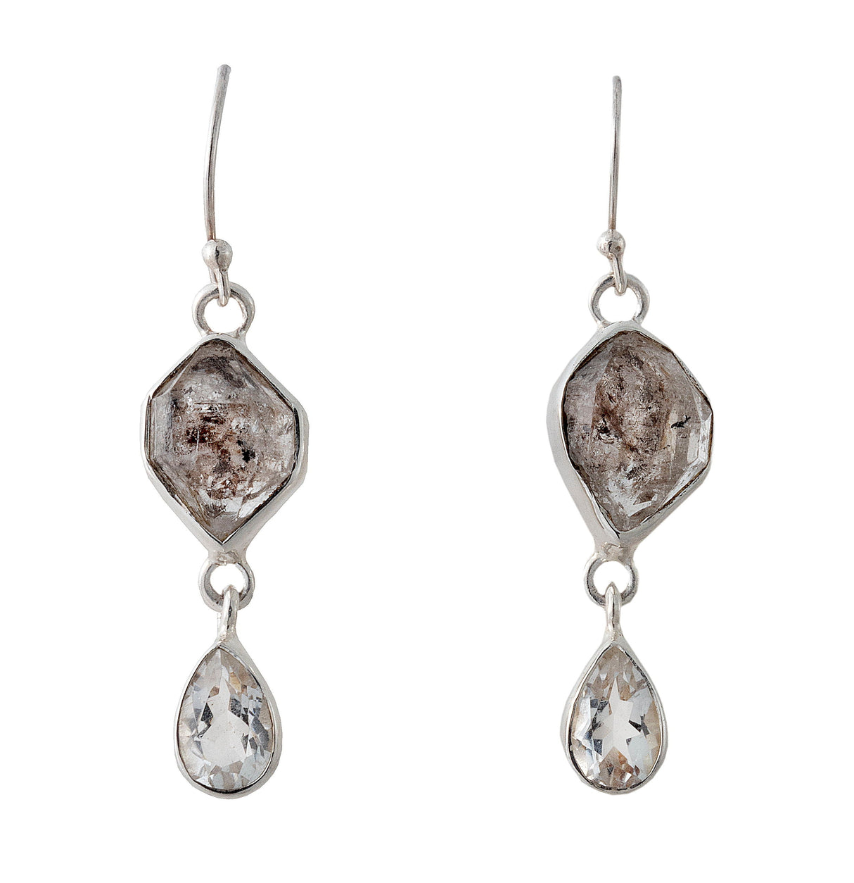 Herkimer Diamond Collar Necklace Set with White Topaz & Quartz Crystals