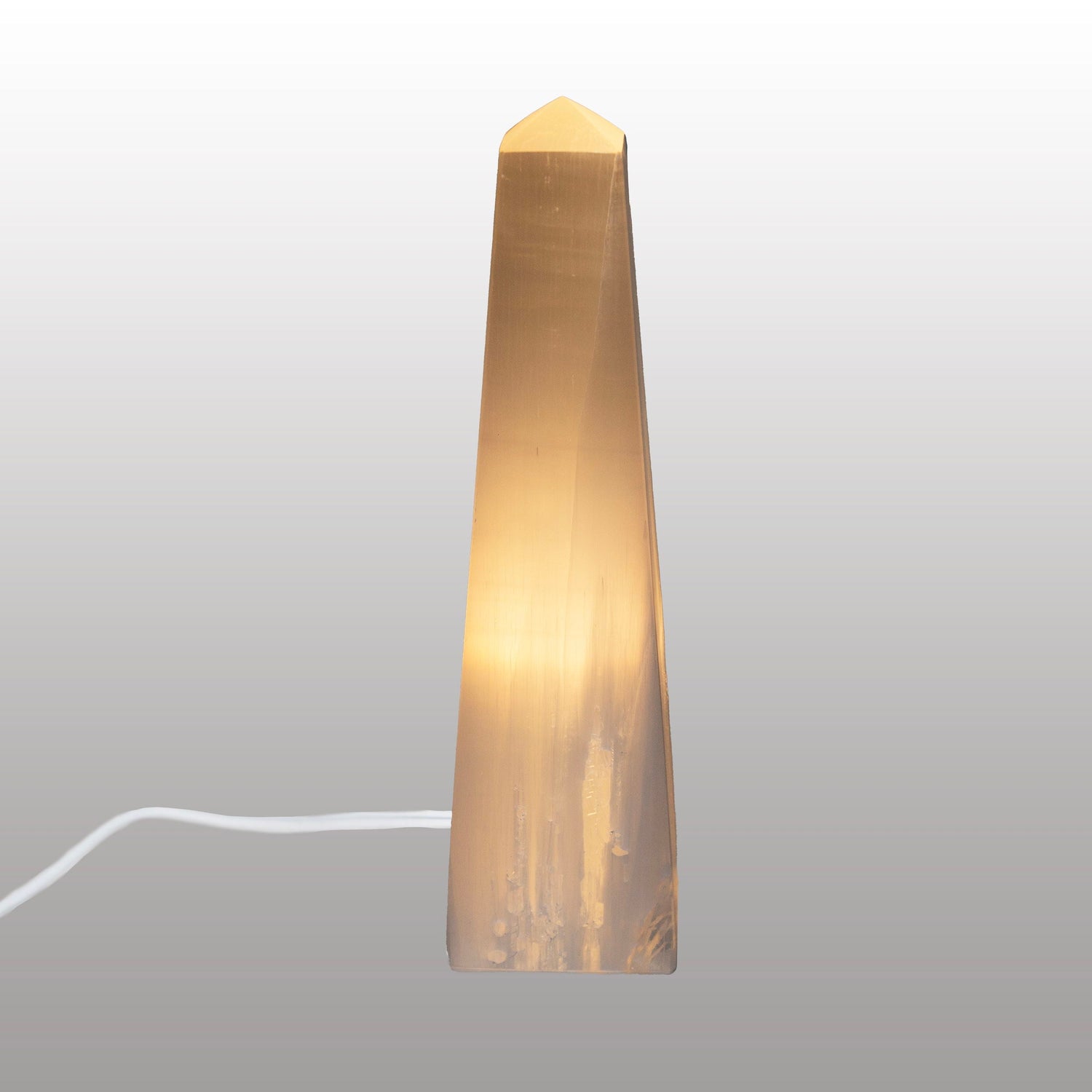 Selenite Obelisk Luminary from Morocco