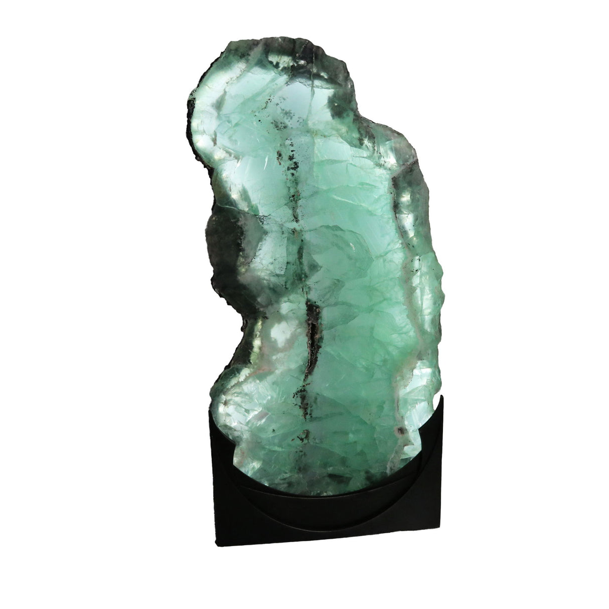 View of Rainbow Fluorite Slice In Custom Table Luminary