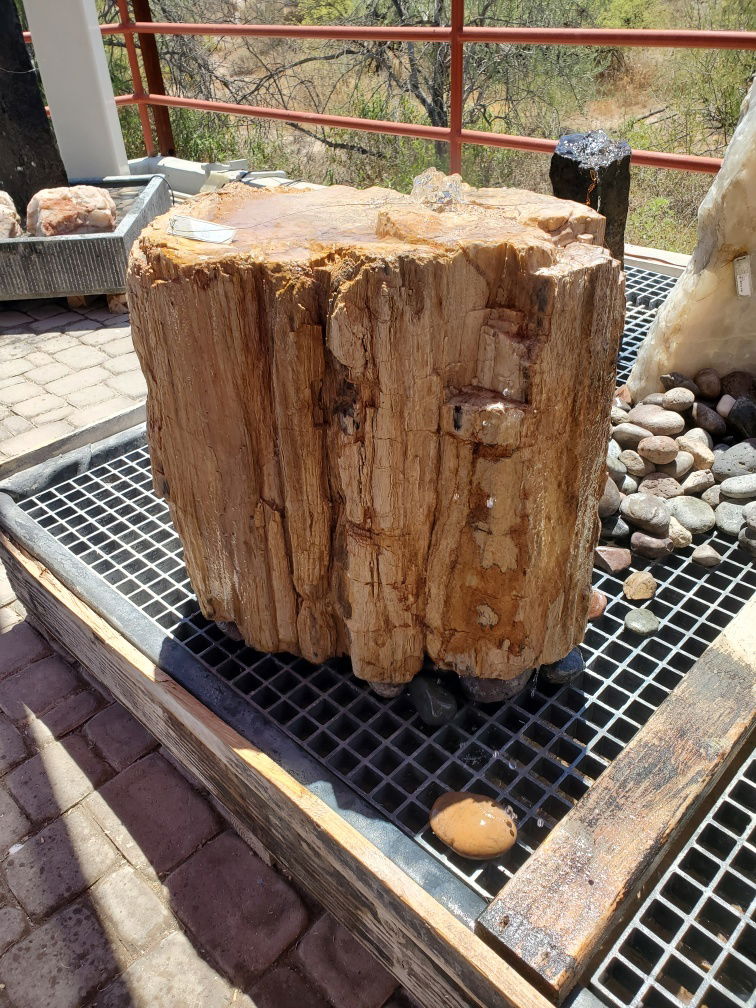 View of Arizona Petrified Wood Log Fountain ***NO Basin - Beige