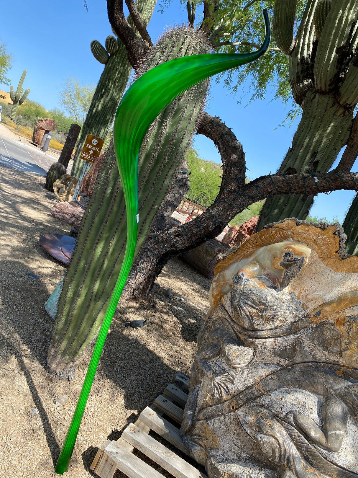 Outdoor Blown Glass Bulb Pod - Green