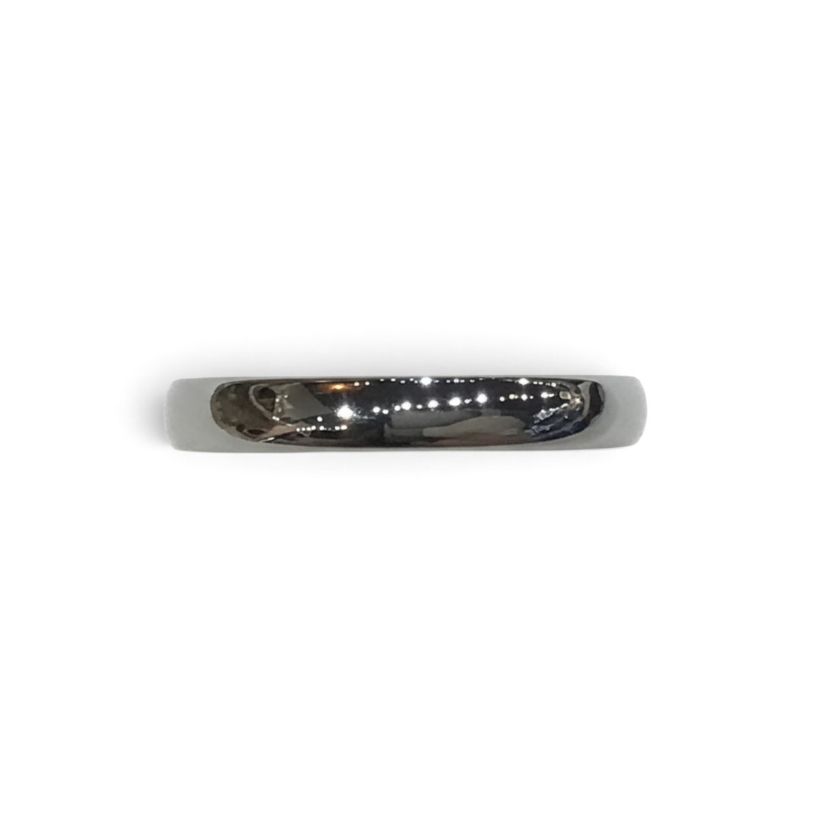Rare Earth Gallery 4mm tungsten ring with a polished domed surface and a sleek silver-tone finish.