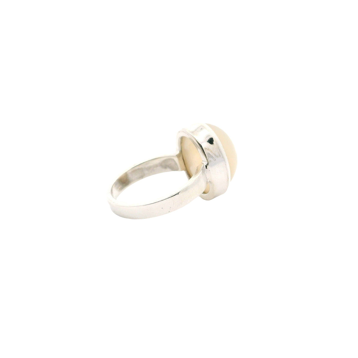 Moonstone Ring - Classic Oval Cabochon Bezel Set in Simple 925 Sterling Silver sz5