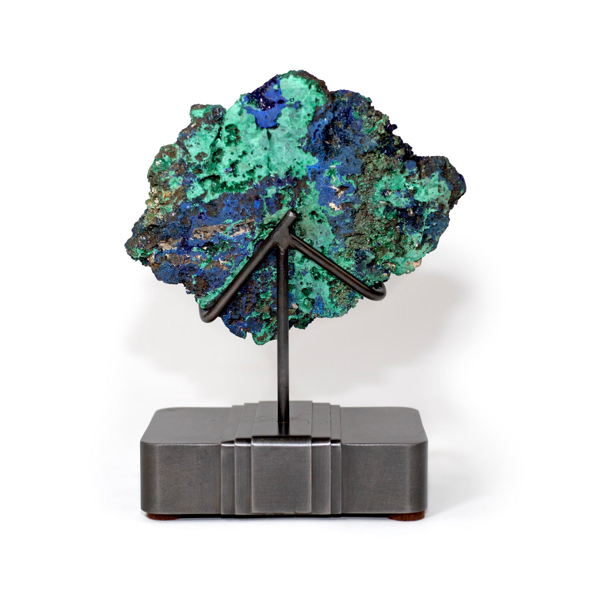 Azurite Malachite Druze Specimen on Custom Stand