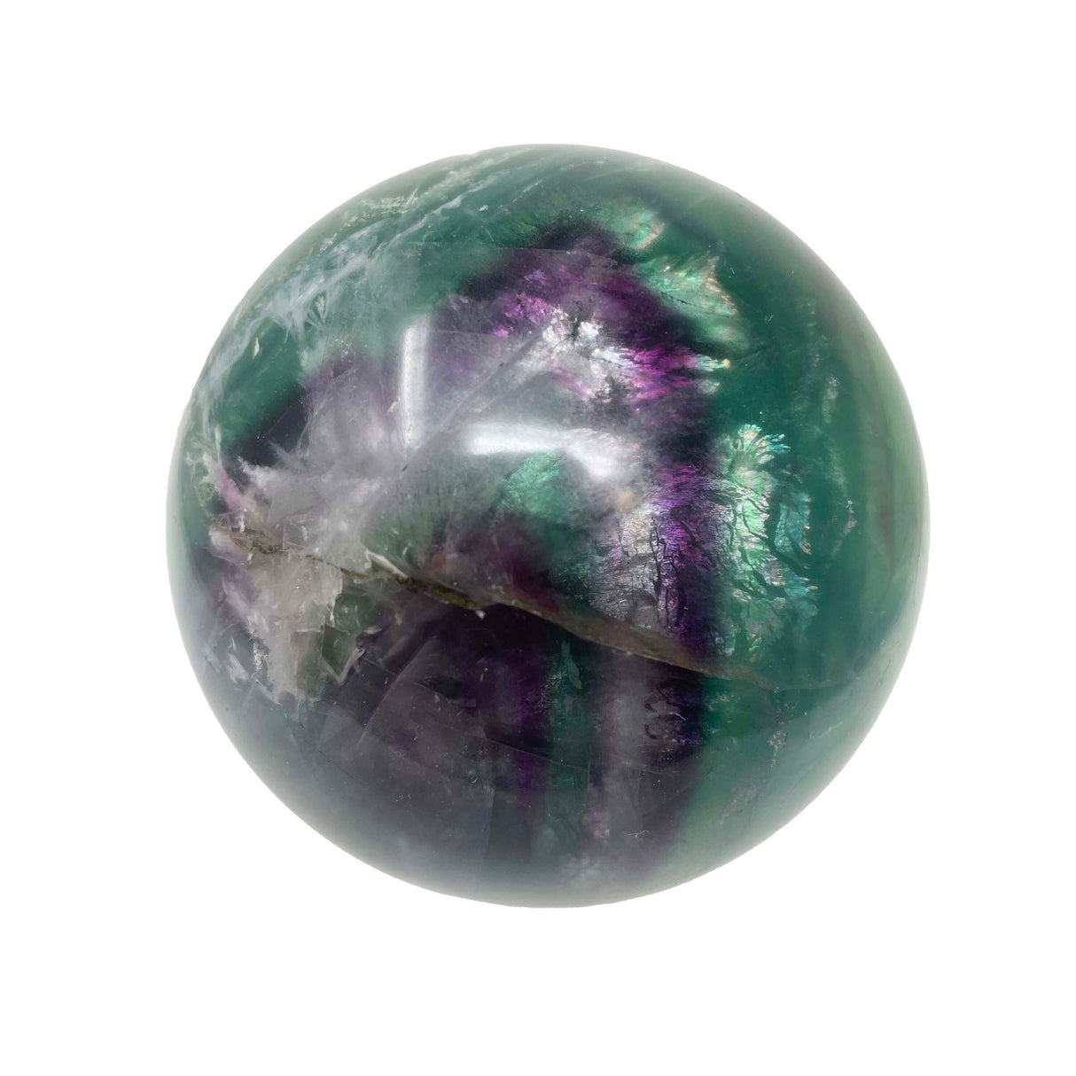 Flower Rainbow Fluorite Sphere with Lucite Stand