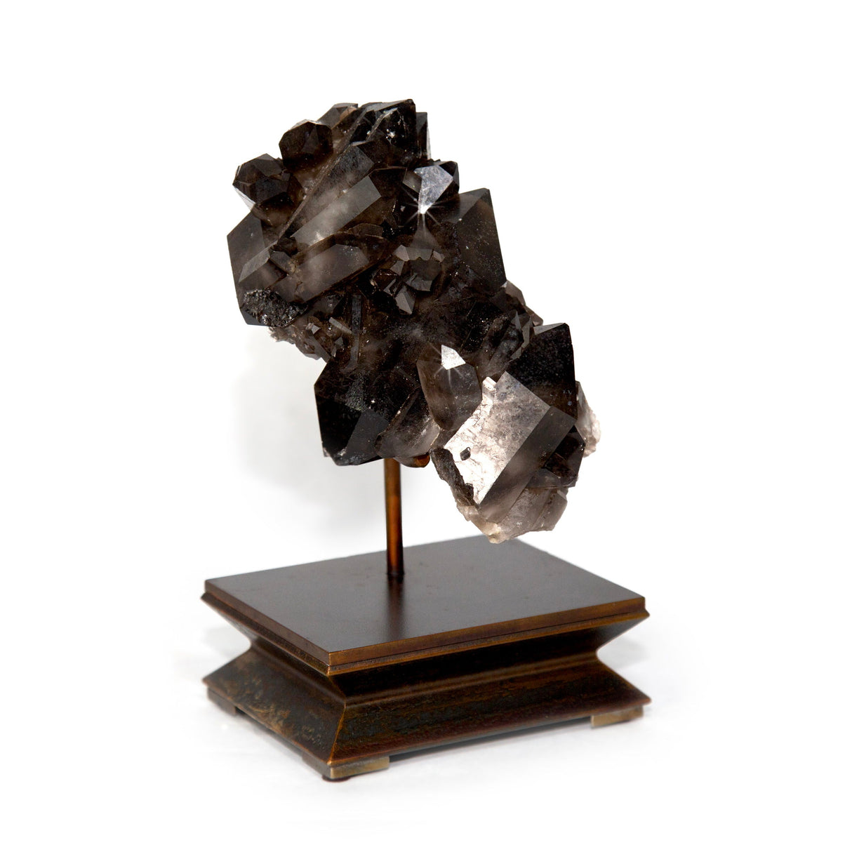 Smoky Quartz Cluster on Custom Metal Stand