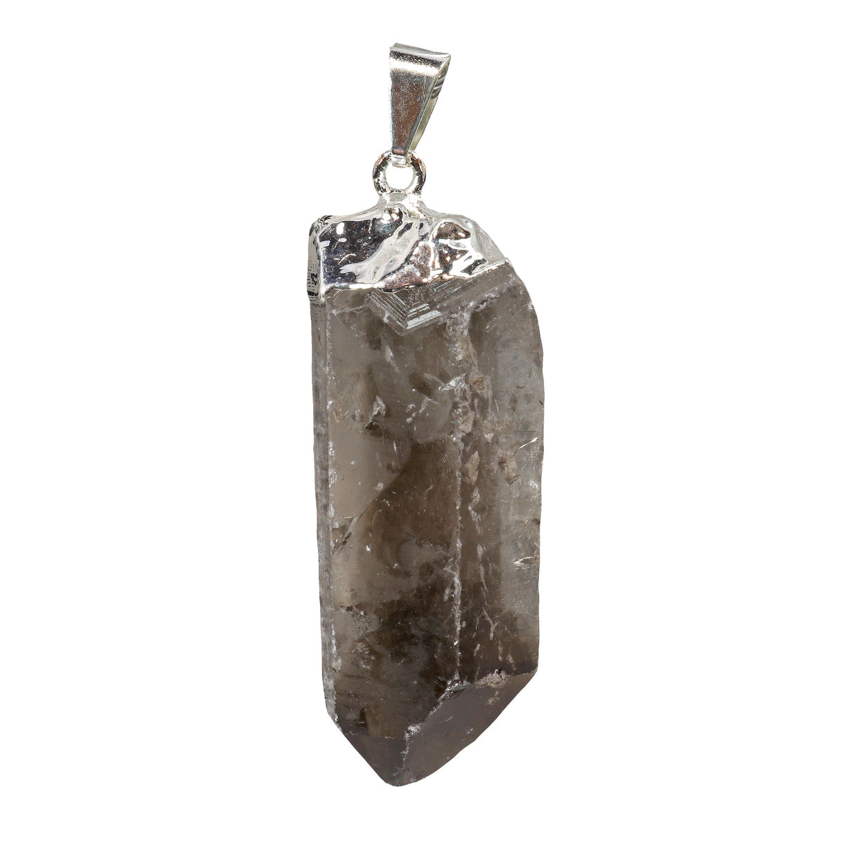 Smoky Quartz Point Pendant - Jumbo Silver Plated
