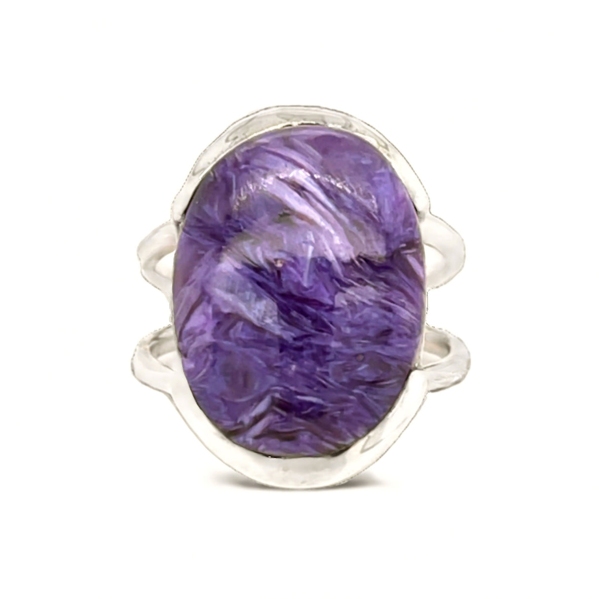 Charoite Ring Size 8 -Oval Set in Open Bezel