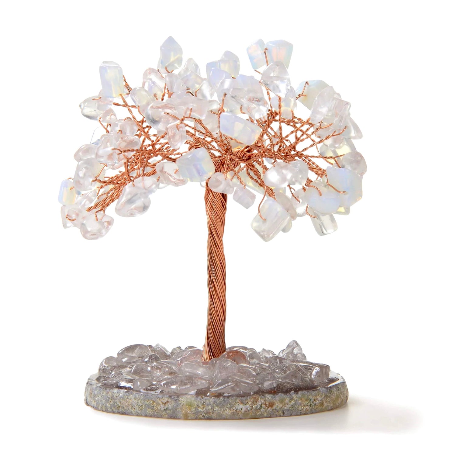 Gemstone Beaded Crystal Trees On Agate Slice Base