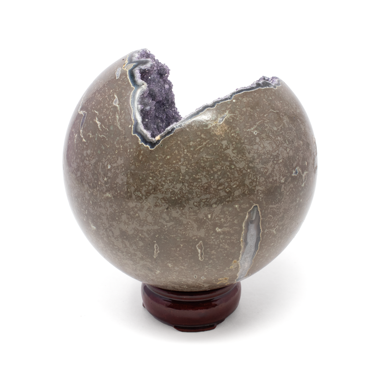 Midnight Quartz Druze Geode Sphere With Deep Crevasse