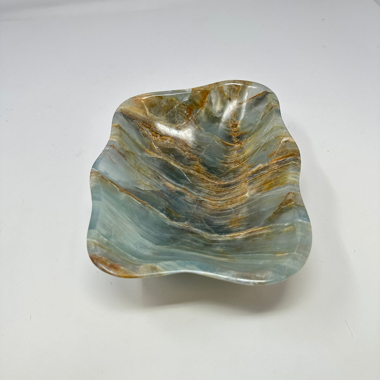 Blue Calcite Banded Freeform Dish