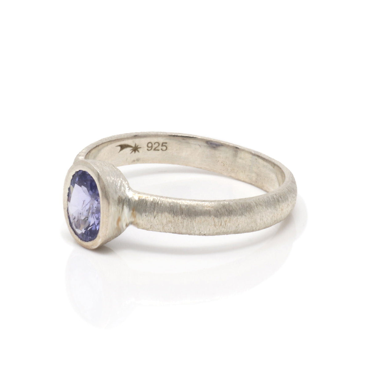Tanzanite Faceted Ring - Oval with Brushed Silver Size 5/6/7/8/9